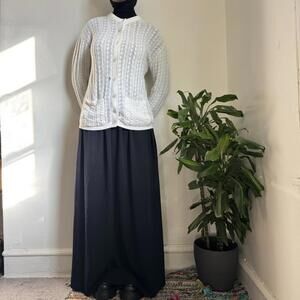 Vintage Cream Cable Knit Pointelle Cardigan Coquette Grandmacore